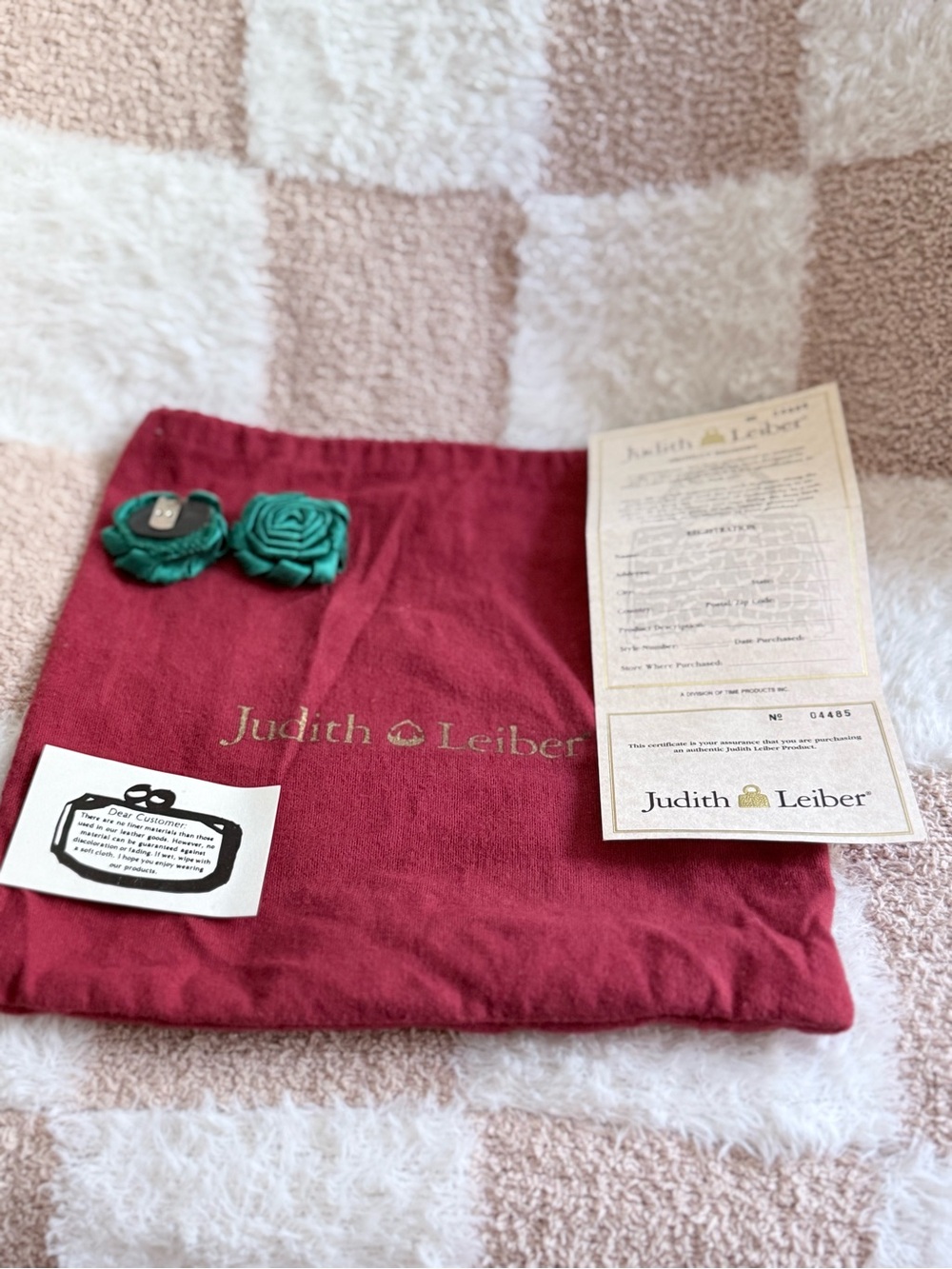 Judith Leiber Forest Green Satin Occasion Bag Crystal Pearl Closure NWT - Picture 6 of 6